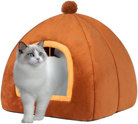 Cat Bed Cave for Indoor Cats,Cat House Tent Bed with Removable Washable Cushioned Pillow, 2-in-1 Kitten Beds for Indoor Kittens,Pet Bed