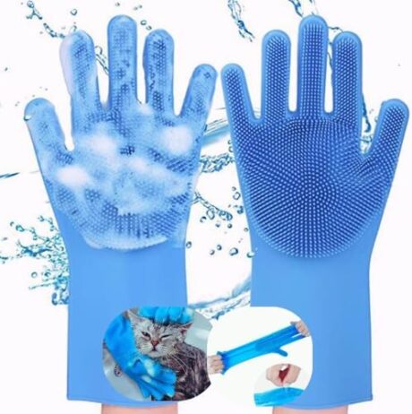 Cat and Dog Bath Gloves - Silicon Cat Grooming Gloves, High Density Teeth Dog Washing Gloves, Hair Removal Pet Bathing Gloves for Massage, Scrubbing, Shedding with Upgraded Design Cat Washing Gloves