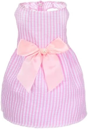 Dog Bowknot Dresses, Dog Dress Pink Pet Skirts Princess Dress Bowknot Cat Clothes Outfit for Puppy Medium