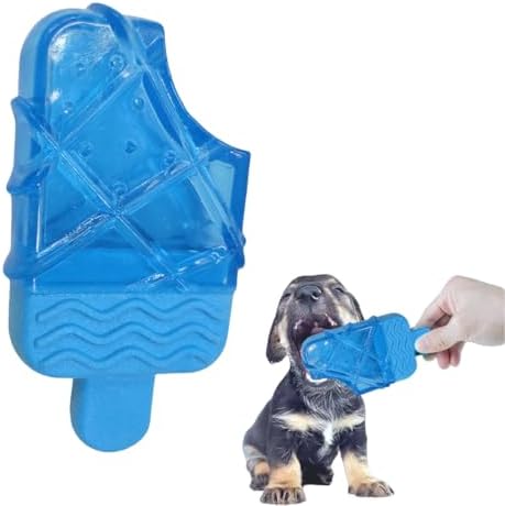 Dog Cooling Toy Popsicle Shape Blue TPR Material Freezable Water-Filled Toy for Summer Heat Relief Ice Chew Toy for Dogs Hydrating and Refreshing Playtime Accessory