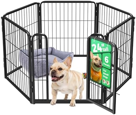 FXW Homeplus Unleashed Indoor Dog Playpen - Stress-Free and Safe Play, Heavy Duty 24 Inch 6 Panels Dog Pen for Puppy and Small Dogs, Black│Patented