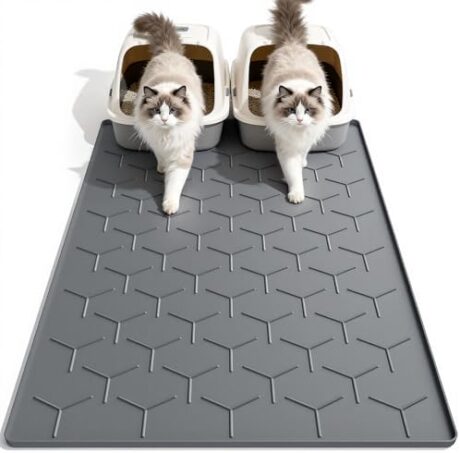 Garoopion Cat Litter Mat, Large 40" X 28" Litter Catcher Rug, Waterproof Silicone Mat for Cats, Dark Gray