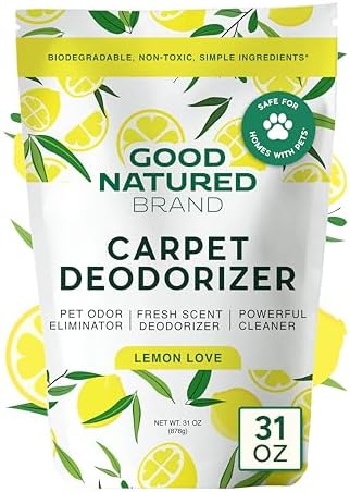 Good Natured Brand | Carpet Deodorizer & Freshener Powder | 31 oz Pet Odor Eliminator for Strong Odor & Pet Urine | Fresh Natural Lemon Scent | Safe for Homes with Pets