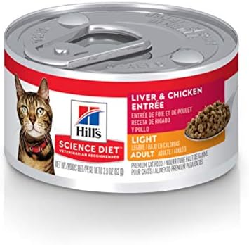 Hill's Science Diet Adult 1-6 Light Wet Cat Food, Liver & Chicken, 2.9 oz. Cans, 24-Pack