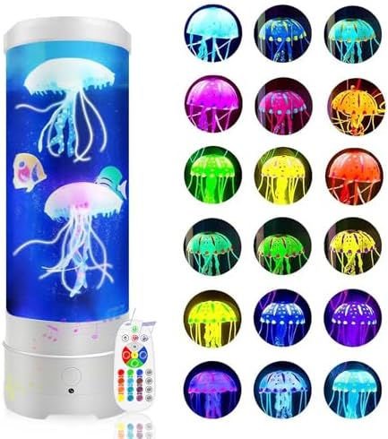 Jellyfish Lamp With Bluetooth Speaker, 17 Colors Changing & 4 Lighting Modes Jelly Fish Light Lamp, USB Powered Jellyfish Decor Light, Christmas Halloween Gifts for Teen Room Decoration, White