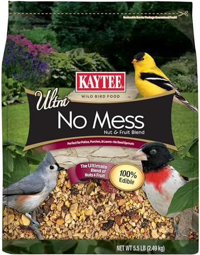 Kaytee Wild Bird Ultra No Mess Nut & Fruit Food Seed Blend For Blue Jays, Woodpeckers, Juncos, Cardinals, Grosbeaks, Sparrows, and Finches, 5.5 Pound