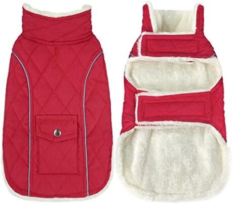 Malier Dog Winter Coat, Large, Red - Windproof, Extra Warm, Reflective Clothes for Small Medium Large Dogs and Puppy