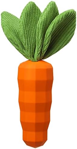 MewaJump Dog Squeaky Chew Toys for Aggressive Chewers, Rubber Carrot Dog Toys for Training and Cleaning, Durable Interactive Tough Dog Toy for Puppy Medium Dogs
