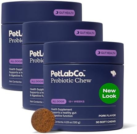 PetLab Co. Probiotics for Dogs, Support Gut Health, Occasional Diarrhea, Digestive Health & Seasonal Allergies - Pork Flavor - 30 Soft Chews - Packaging May Vary (Value 3-Pack)