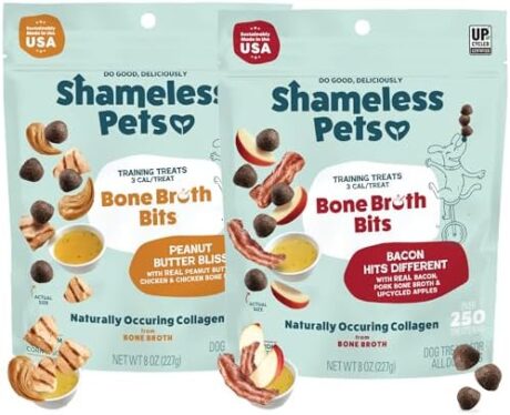 Shameless Pets Dog Training Treats Bacon/Apple and Chicken/Peanut Butter - Natural and Soft Puppy Treats with Collagen - Medium Dog Treats Pack of 2 (8oz Each)