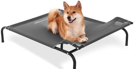 Sweetnight Elevated Dog Bed with Headrest for Large Dogs | Waterproof Raised Dog Cot for Outdoor - 43inch Heavy Duty Steel Frame Dog Bed&Easy Assembly，Supports 66-88 lbs, L