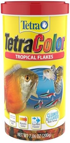 TetraColor Tropical Flakes, Color Boosting Fish Food, Nutritionally Balanced Diet for Tropical Fish, 7.06 oz