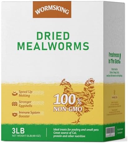 WORMSKING 3LB Dried Mealworms, Great Treat for Chicken, Duck, Birds, Reptile, Hamster,Hedgehog, Pigeon. Great Bird Watching Gift