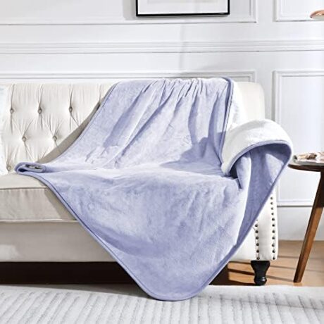 Waterproof Blanket for Bed Couch Sofa, Soft Liquid Pee Proof Pet Blanket for Dog Puppy Cat, Reversible Sherpa Fleece Furniture Protector (Lilac, 60x80 inches)