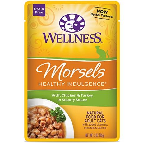 Wellness Natural Pet Food Healthy Indulgence Grain Free Wet Cat Food, Morsels Chicken and Turkey, 3 Ounce (Pack of 24)