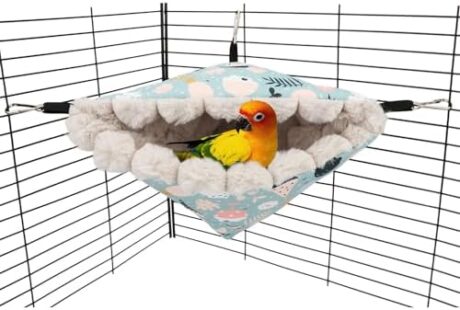 Wontee Bird Nest House Winter Warm Hanging Hammock Bird Bed Snuggle Hut for Parakeets Budgies Caique Conures Cockatiels (Large, Blue)