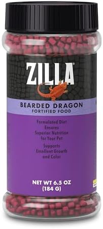 Zilla Fortified Food for Bearded Dragons, Complete Nutritional Diet, Supports Excellent Growth and Color, Extruded Pellets, 6.5 ounces