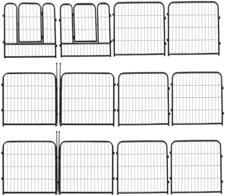 findmall 24in x 24in Dog Playpen 12 Panels Heavy Duty Outdoor Metal Dog Playpen Pet Exercise Fence for Puppies Garden Yard