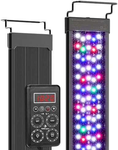fishkeeper Smart LED Aquarium Light with One-Button Real-Time Sync, 24/7 Mode Full Spectrum Fish Tank Lights, 9 Colors DIY, 9 Timer, 10 Brightness IP68 Waterproof Aquarium Plant Light for 32-40 inch