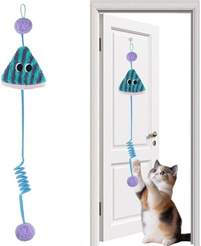 oyeftp Spring Parachute Cat Toys for Indoor Cats, Interactive Door Hanging Cat Toys for Bored Indoor Adult Cats, Retractable Teaser Toy, Hanging Interactive Toys for Cat Kitten Play Chase Exercise
