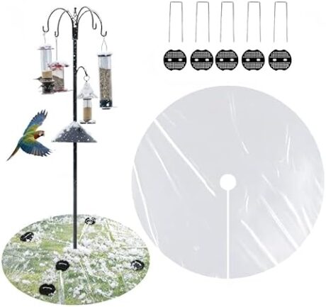 2 Pack Under Bird Feeder Mat 47.24 Inch, Clear Seed Catcher for Outdoor Bird Feeders, Freeze Resistant Lawn Protector Pad for Shepherd's Hook & Bird Feeder Poles