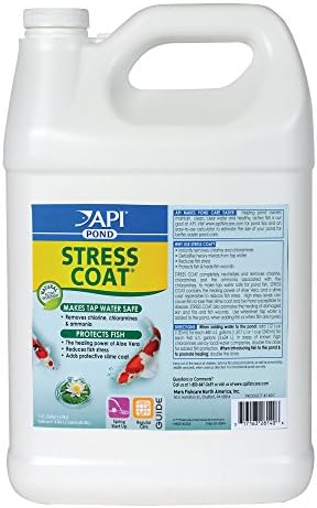 API POND STRESS COAT (1 Gallon) Pond Water Conditioner - Quickly Makes Tap Water Safe for Fish & Plants - Up to 15360 Gallons - Removes Chlorine, Ammonia & More - Natural Aloe Vera
