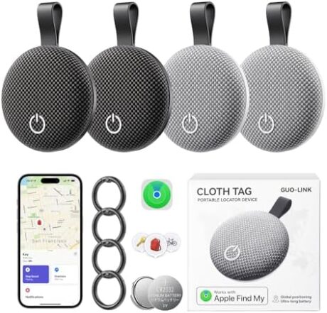 Air Tracker Tag 4 Pack, Item Finder for Pet, Key, Luggage, Bike, Wallet, & More (4, Black Gray)