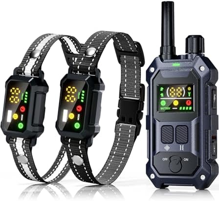 BLACKDOG Military Dog Shock Collar 2 Dogs (5-150lbs) - 4200ft Dog Training Collar with Remote, 4 Training Modes, Flashlight&Strobe, 90-Day Battery, IP67 Waterproof Dog E Collar for All Breeds (Blue)
