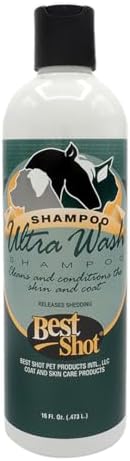 Best Shot Ultra Wash Shampoo with Pet Coat Release Technology, Coat and Skincare Product for Dogs, Horses, and Cats, Soap-Free, Quick-Rinsing, 16 Ounces Bottle