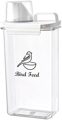 Bird Seed Storage Container Airtight | 3 Qt/2.5 L Clear Plastic Bird Food Container Portable-with Measuring Cup/Lid|Pet Food Storage Container |Wild Bird Seed Dispenser|BPA Free