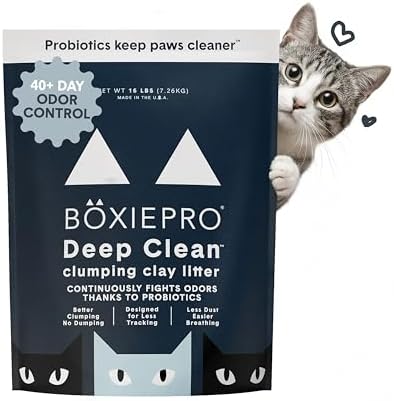Boxie Probiotic Cat Litter, 40 Day Odor Control, Clumping Clay Kitty Litter, Odor Eliminating Probiotics, Dust-Free, No Fragrances No Fillers, 16 lb