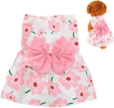 Dog Dress,1PC Dog Dresses with Cute Bowknot,Summer Dogs Clothes Pet Princess Dresses for Chihuahua Yorkies Puppies Cat Outfit