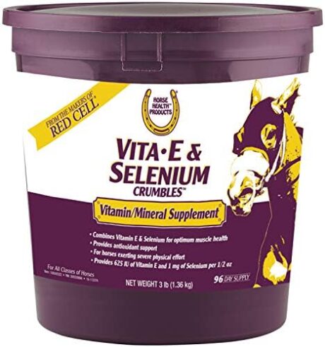 Horse Health Vita E & Selenium Crumbles Vitamin Supplement, Supports Optimal Muscle Health & Antioxidant Support, Selenium and Vitamin E Supplements for Horses, 3 lb, 96 Day Supply