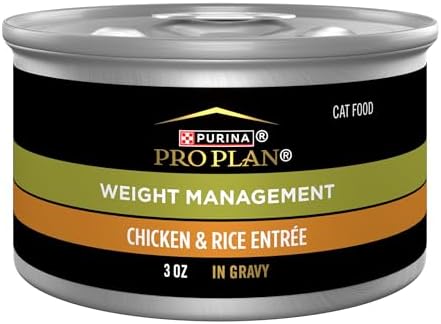 Purina Pro Plan Adult Weight Management Chicken and Rice Entree in Gravy High Protein Wet Cat Food - 3 oz. Can (24 Pack)