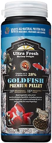 Ultra Fresh Floating Goldfish Food, Color Enhancing, Balanced Diet, All Natural Ingredients, Clear Water Formula, Goldfish Premium Pellet, 4.6 oz