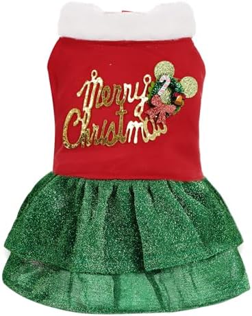 Dog Christmas Outfits Sparkly Pet Holiday Tulle Dress for Small Cute Girl Dog Cat Christmas Costume