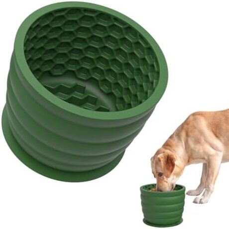 Dog Slow Feeder Lick Bowl with Suction Cup - Honeycomb Dog Lick Mat for Anxiety Relief - Non-Slip Cylindrical Pet Licking Bowl for Grooming, Training - BPA Free Silicone for Small to Large Dogs