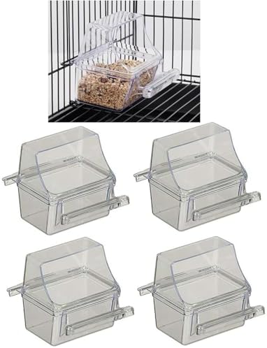 Lot of 4 Clear Transparent Bird Cage Birds Feeding & Watering Feeder Cups