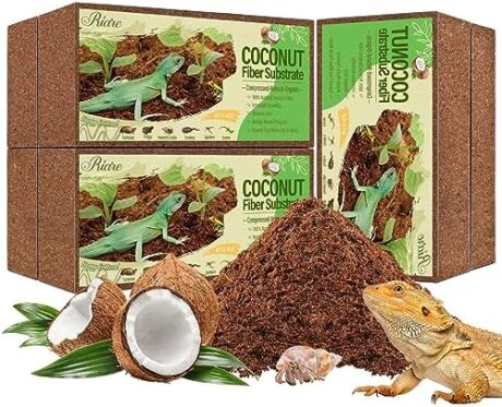 Riare 6 Pack Natural Coconut Fiber Substrate, Coco Coir Reptile Bedding