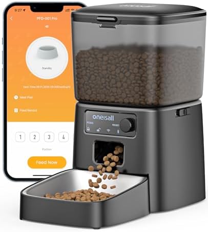 oneisall 2.4 GHz Wi-Fi Automatic Cat Feeder, 3.5L/15 Cups