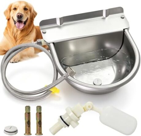 Automatic Horse Drinking Waterer Bowl,Upgrade Stainless Steel Farm Livestock Water Dispenser with Drain Hole and Float Valve for Horse,Dog, Chicken,Goat,Pig (B)