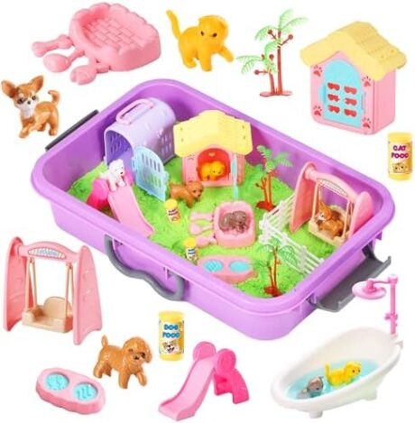 Carolart Pet Sensory Bin, Dog & Cat Sand Box Play Sand Kit, Sensory Toys