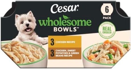 Cesar Wholesome Bowls Wet Dog Food, Chicken Variety Pack, 3 oz, 6 Count