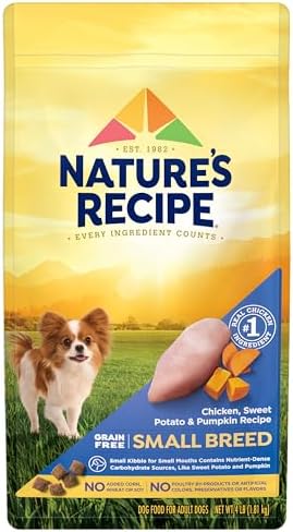 Nature's Recipe Grain Free Small Breed Dry Dog Food, Chicken, Sweet Potato & Pumpkin Recipe, 4 lb. Bag