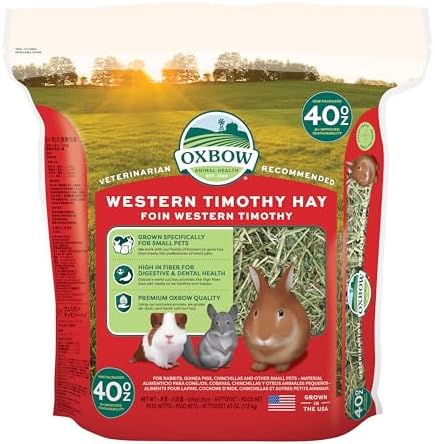 Oxbow Western Timothy Hay, Rabbit & Guinea Pig Hay, High Fiber, USA, 40 oz