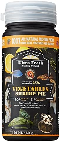 Ultra Fresh Algae Wafers Pleco Food, Spirulina & Algae, Sword Prawns, Balanced Diet, Color Enhancing, All Natural Ingredients, for Algae Eaters, Bottom Feeders, Vegetables Shrimp Pie, 2.12oz