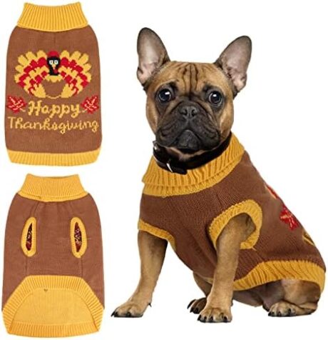 YUEPET Thanksgiving Dog Sweater Turkey Pattern Knit Pullover SM